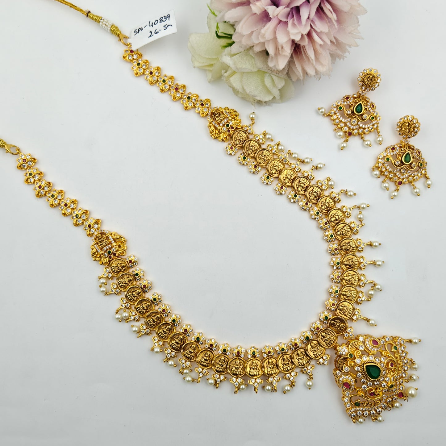 40839 Matte Kasulu Long Necklace Set With Locket