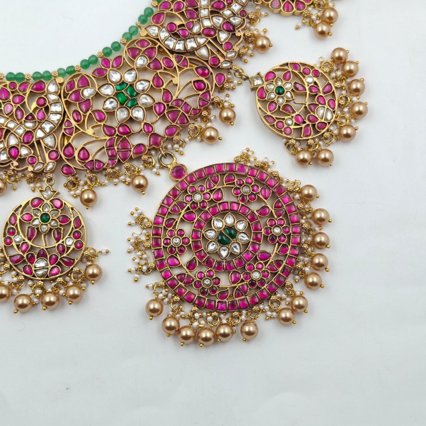 40807  Jadau Heavy Necklace Set With Big Locket
