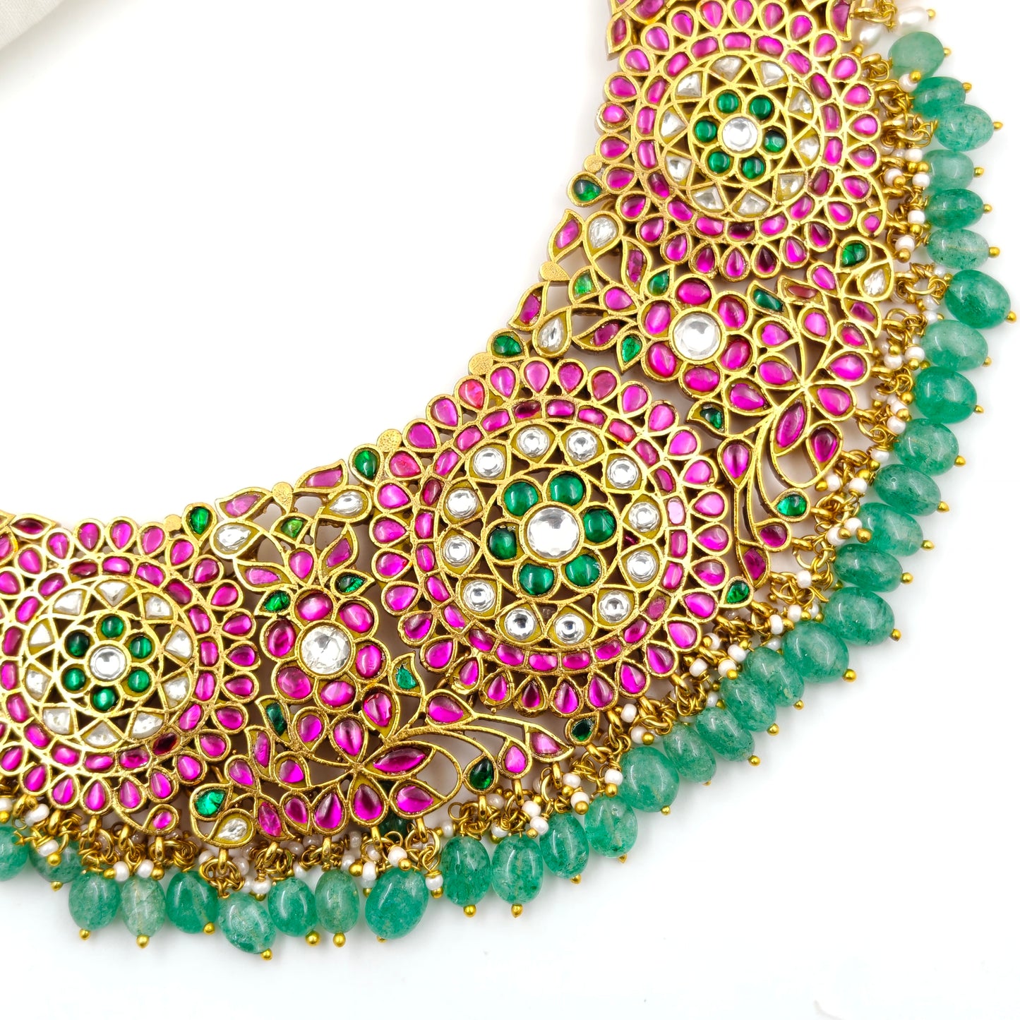 40687 Jadau Multi Flower Necklace Set