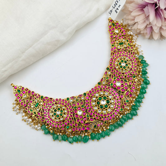 40687 Jadau Multi Flower Necklace Set