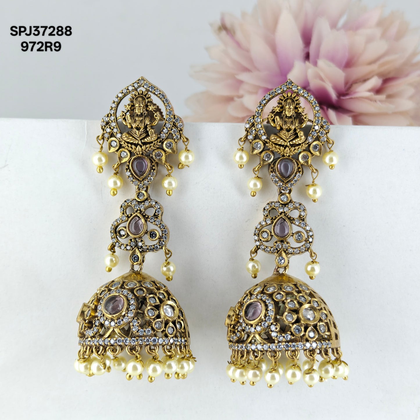 37288/37287 3 Step Laxmi Jhumka Purple