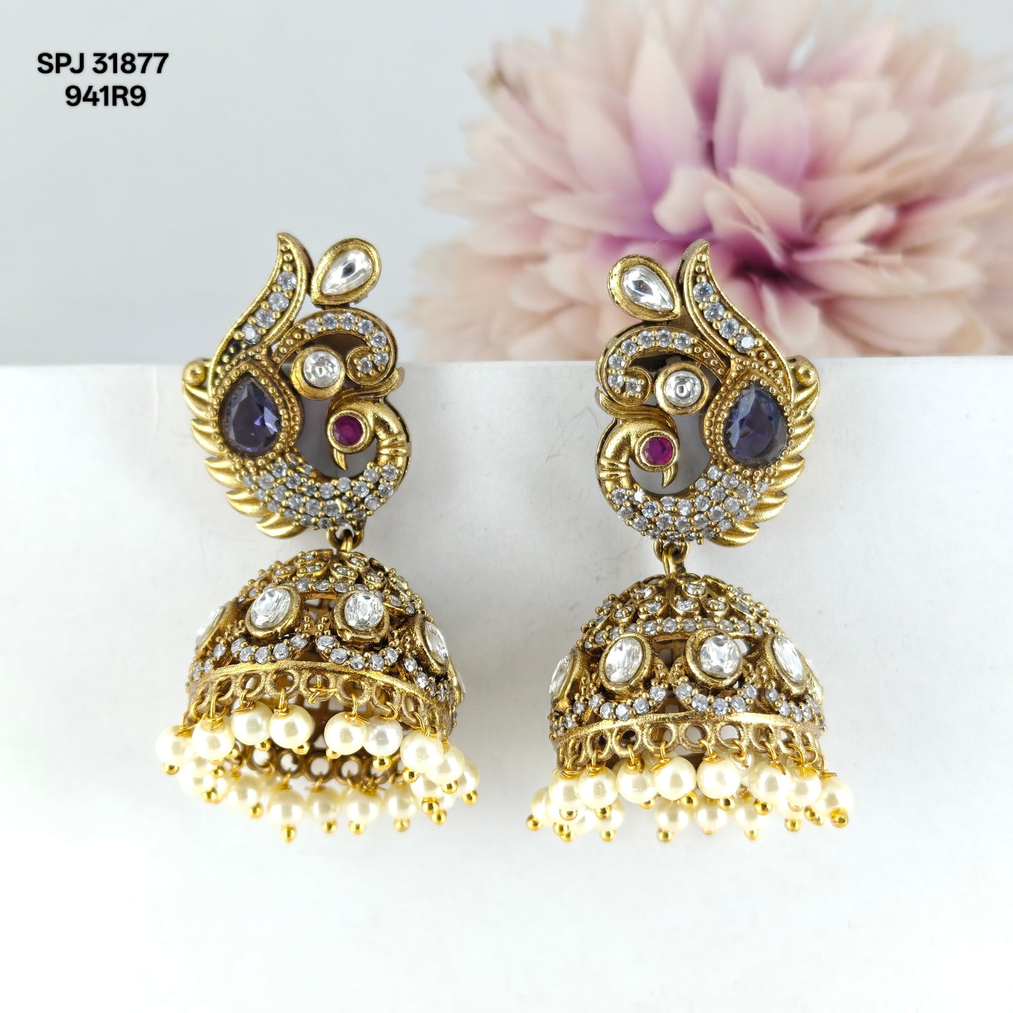 31877 Victorian Peacock Jhumki Purple