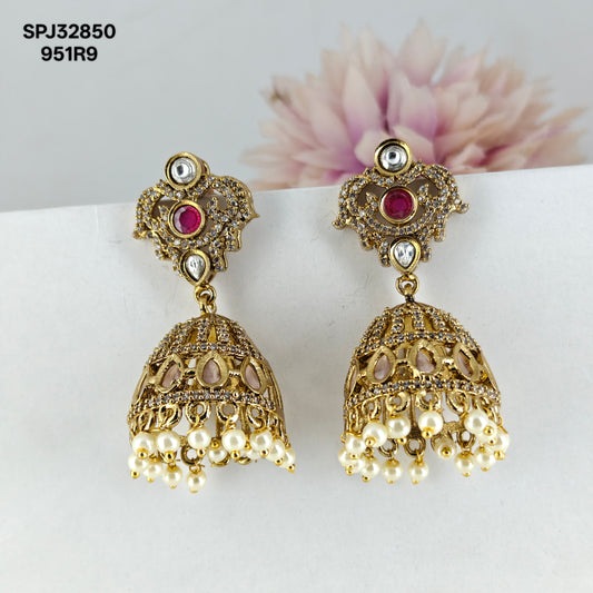 32850 Victorian Jhumki Red And White