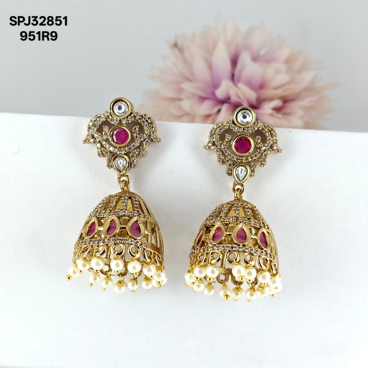 32851 Victorian Jhumki Red