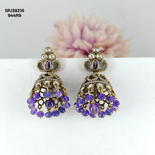 38216 Victorian Jhumka Purple With Coral