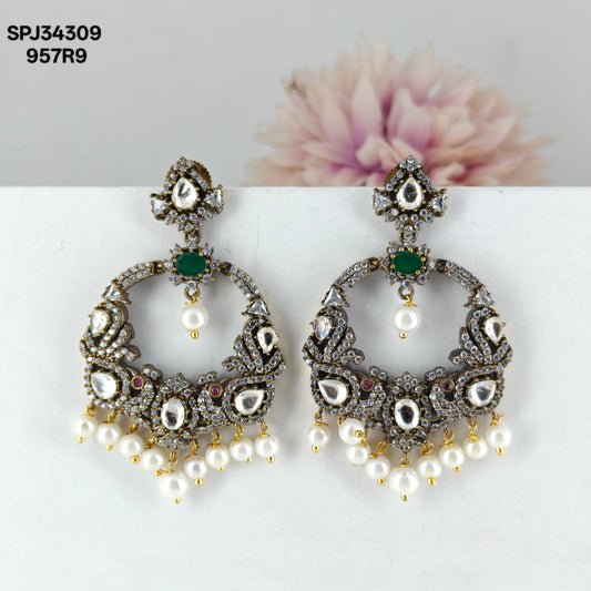 34309 Victorian Peacock Chandbali Green