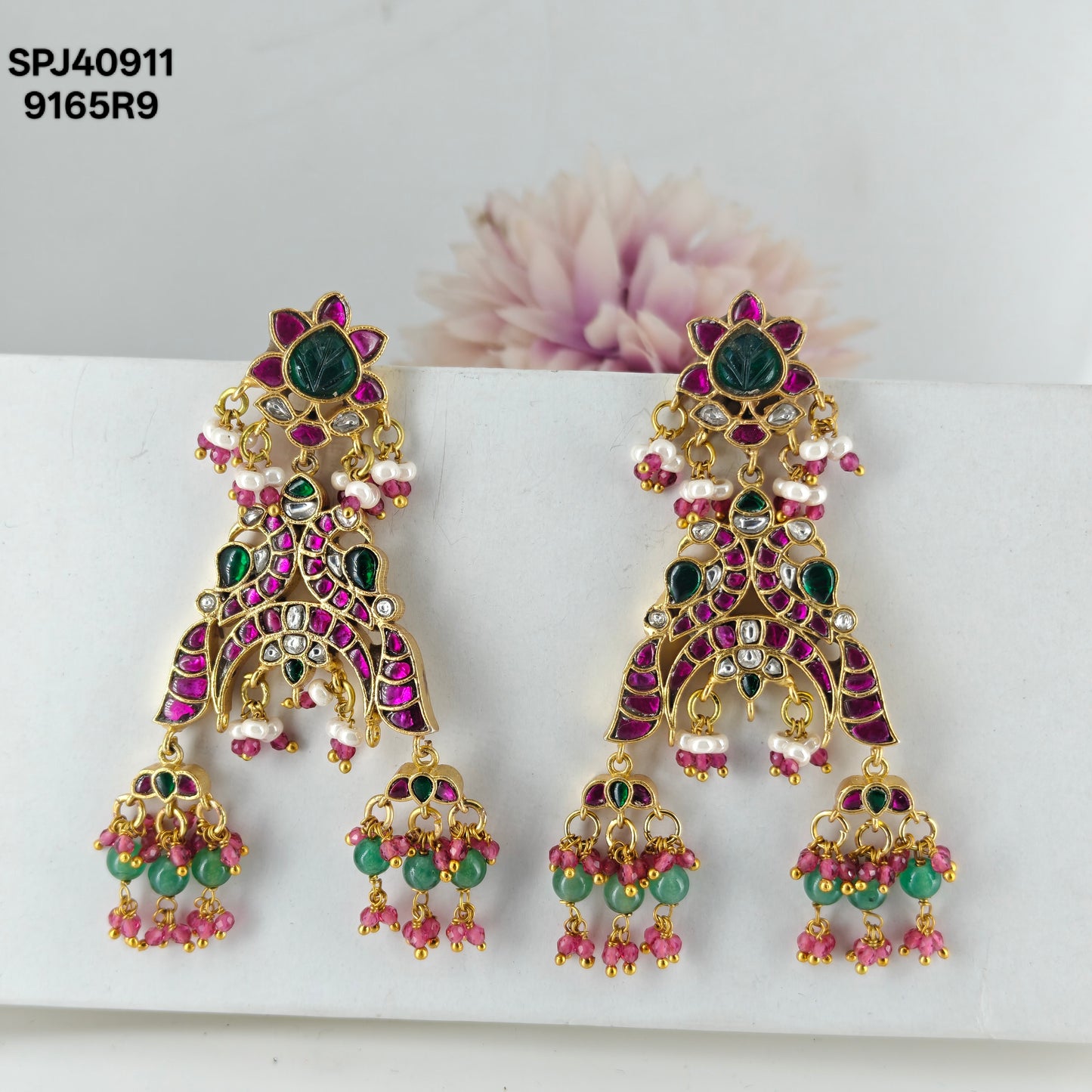 40911 Jadau Peacock Chandbali