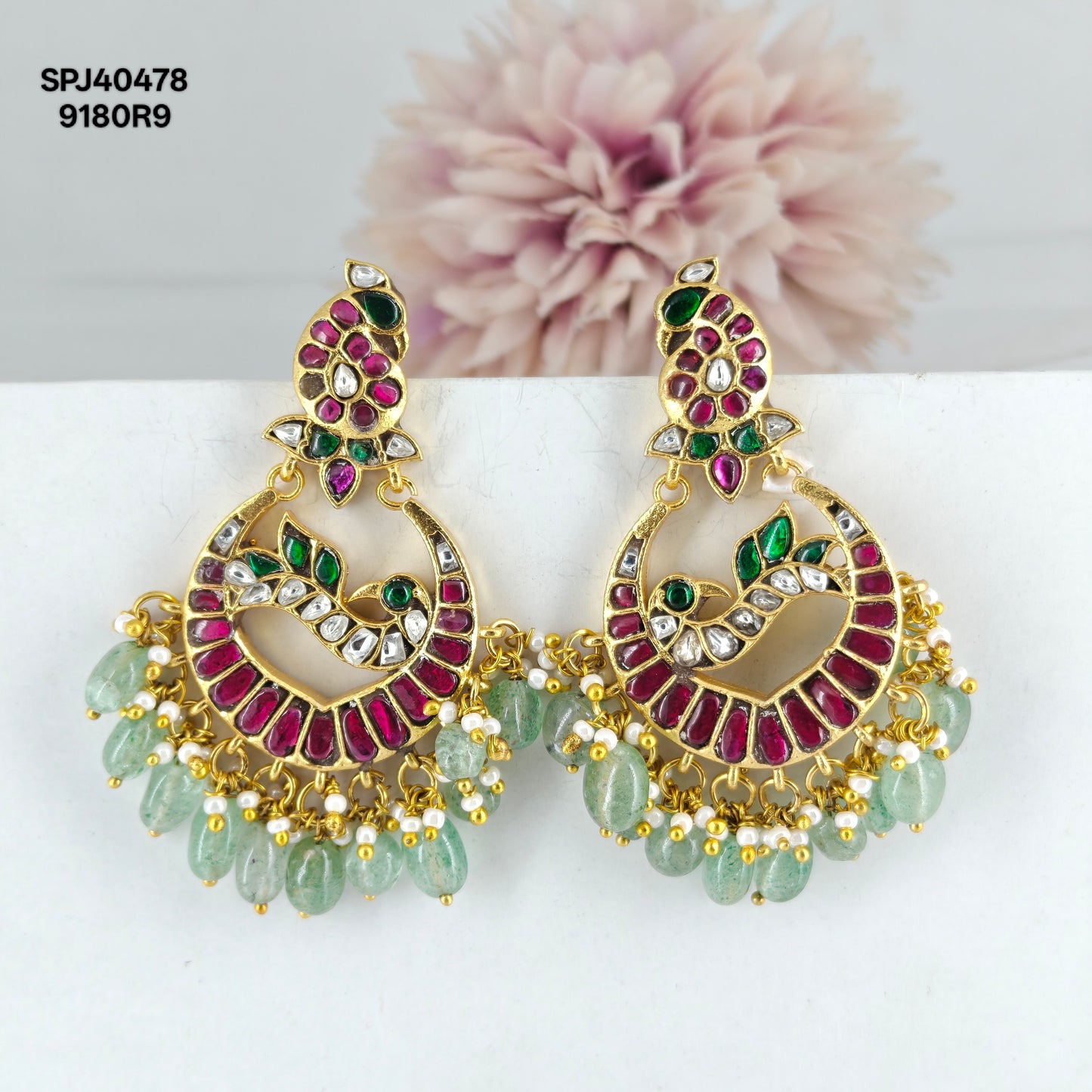 40478 Jadau Peacock Chand Bali