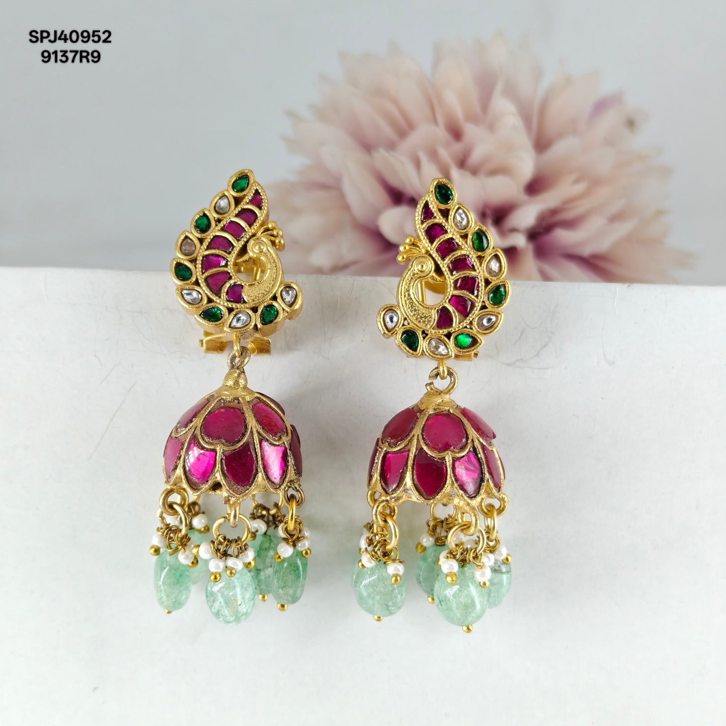 40952 Jadau Peacock Jhumki