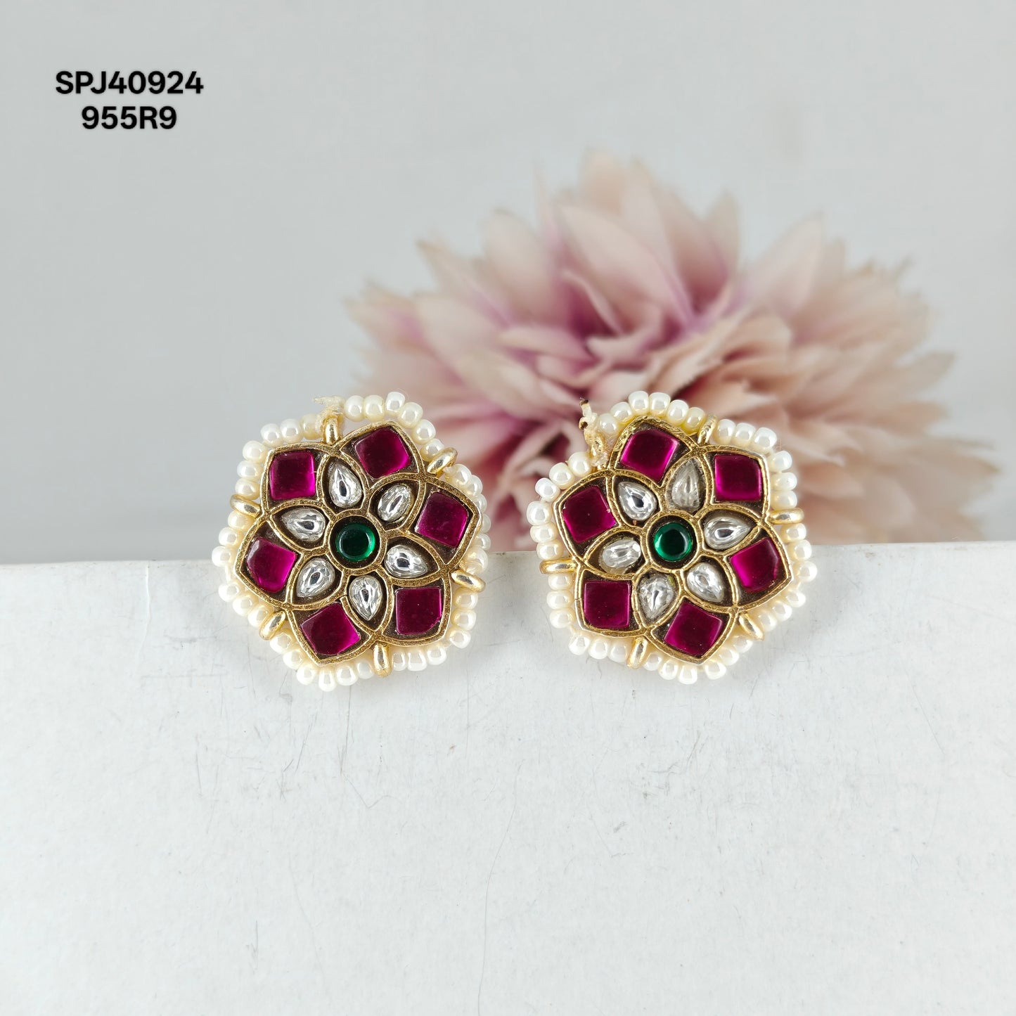 40924 Jadau Flower Studs
