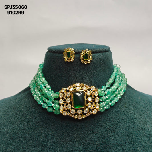 35060 Green Beads Victorian Choker