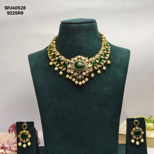 40528 Victorian Mossianite Necklace Set Green