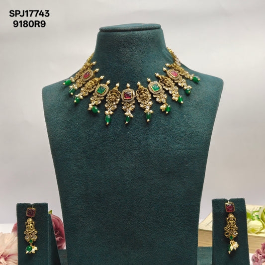 17743  Victorian Mehandi Polish Multi Necklace Set