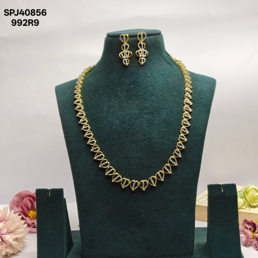 40856 GJ Heart Shape Long Necklace Set with Earrings