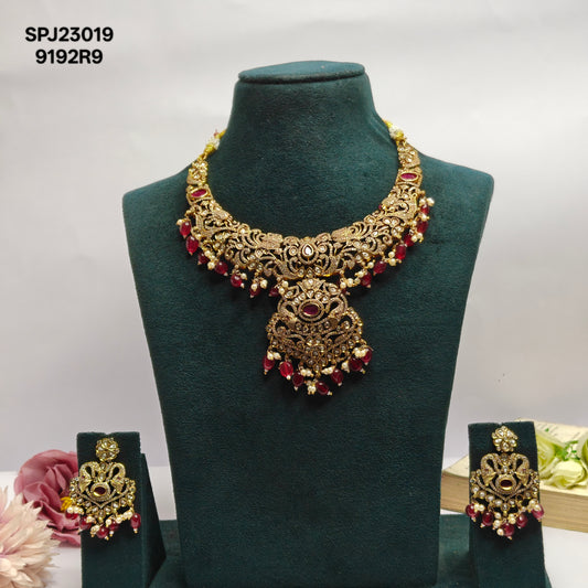 23019 Victorian Necklace Set Red