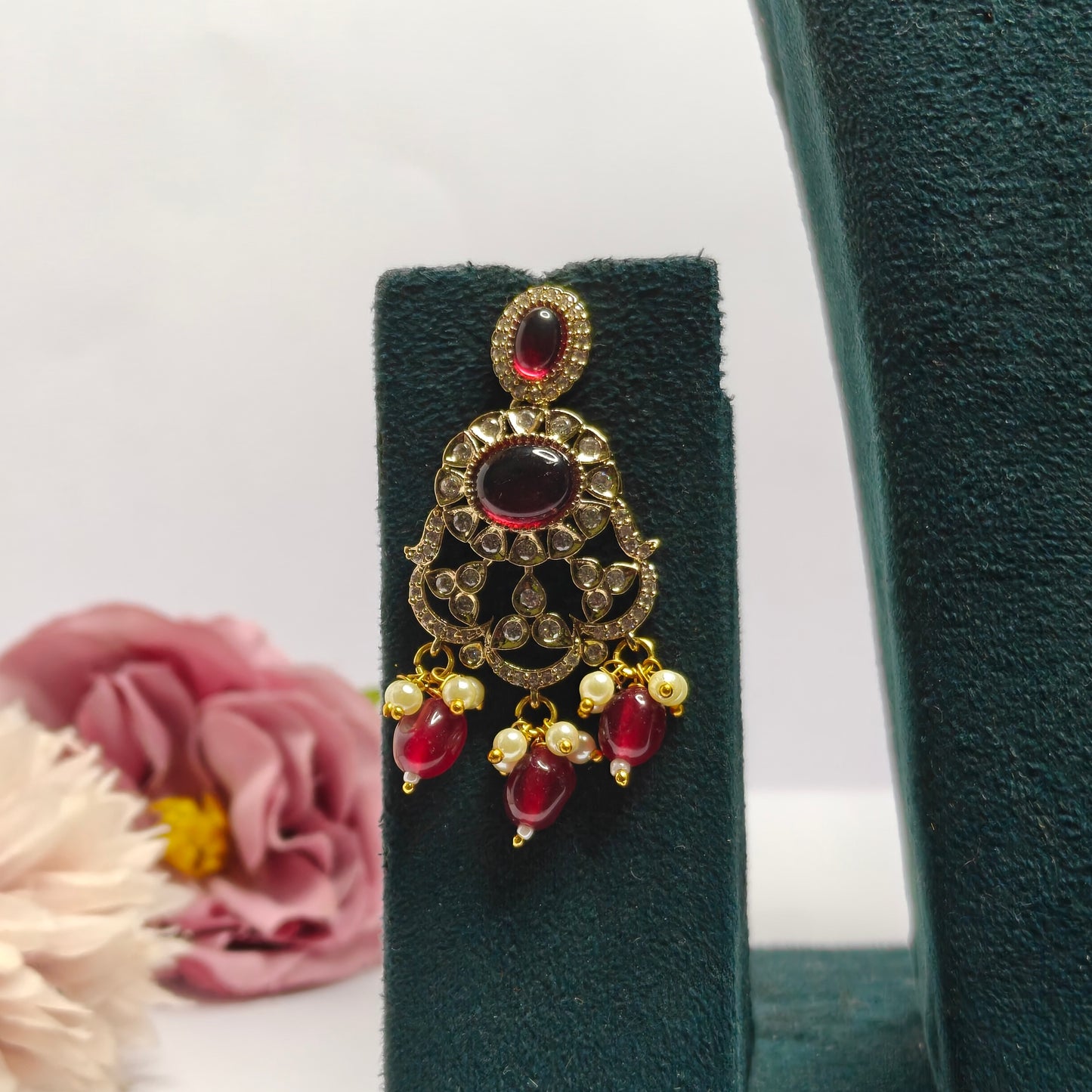 Lakshmi Victorian Red Short Necklace Set