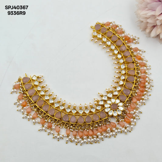 40367 Jadau Peach Necklace