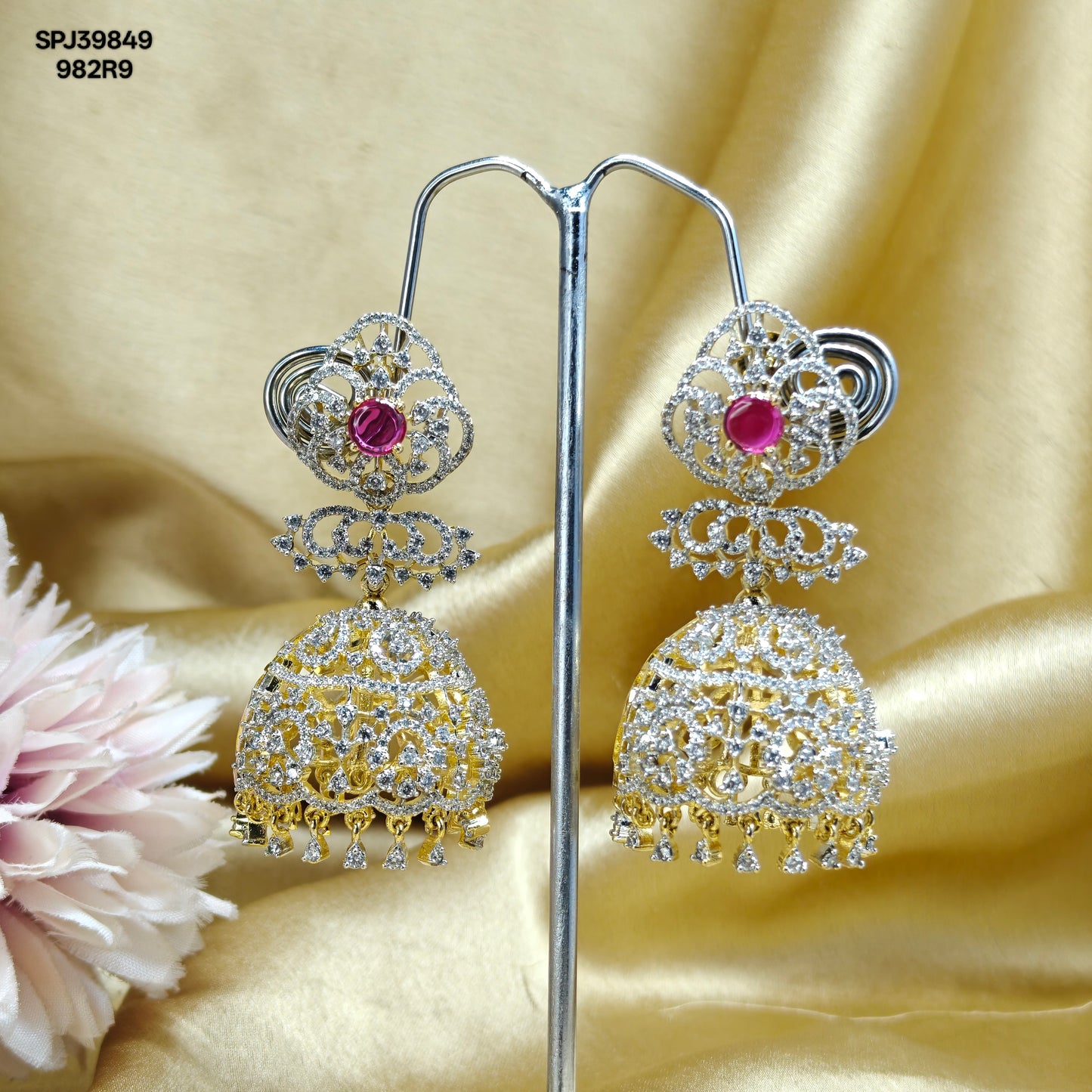 39849 GJ jhumki Ruby colour