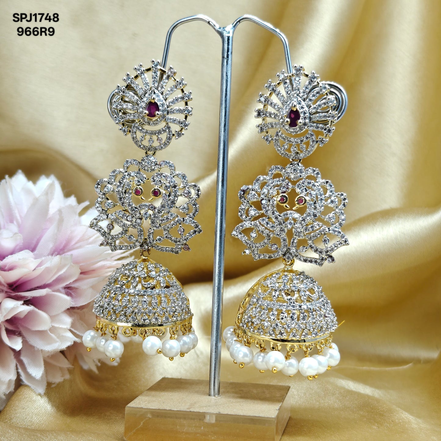 1748 GJ Ruby stone chandbali