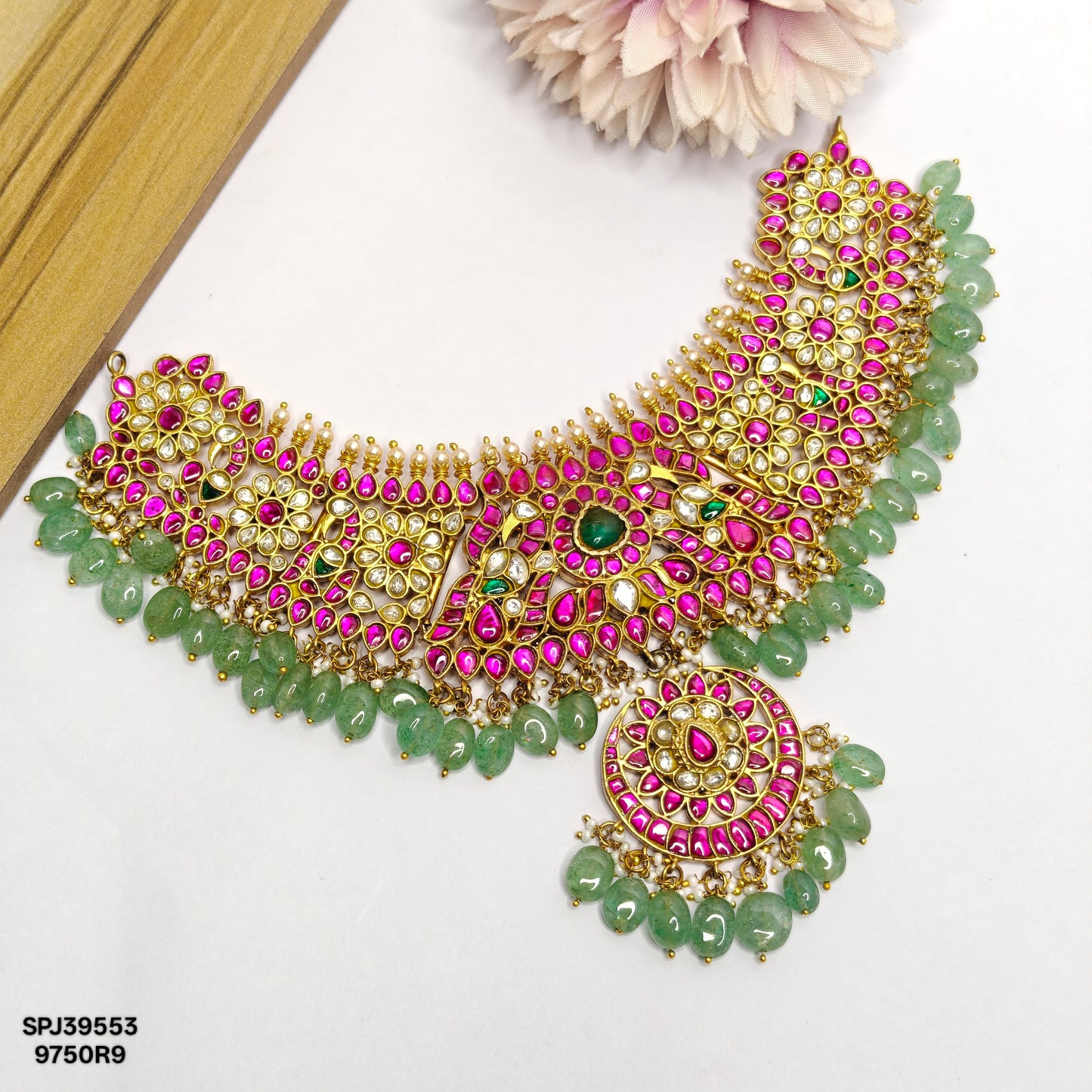 39553  Jadau Flower Necklace