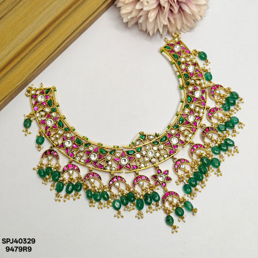40329 Jadau Star & Chandbali Necklace Set