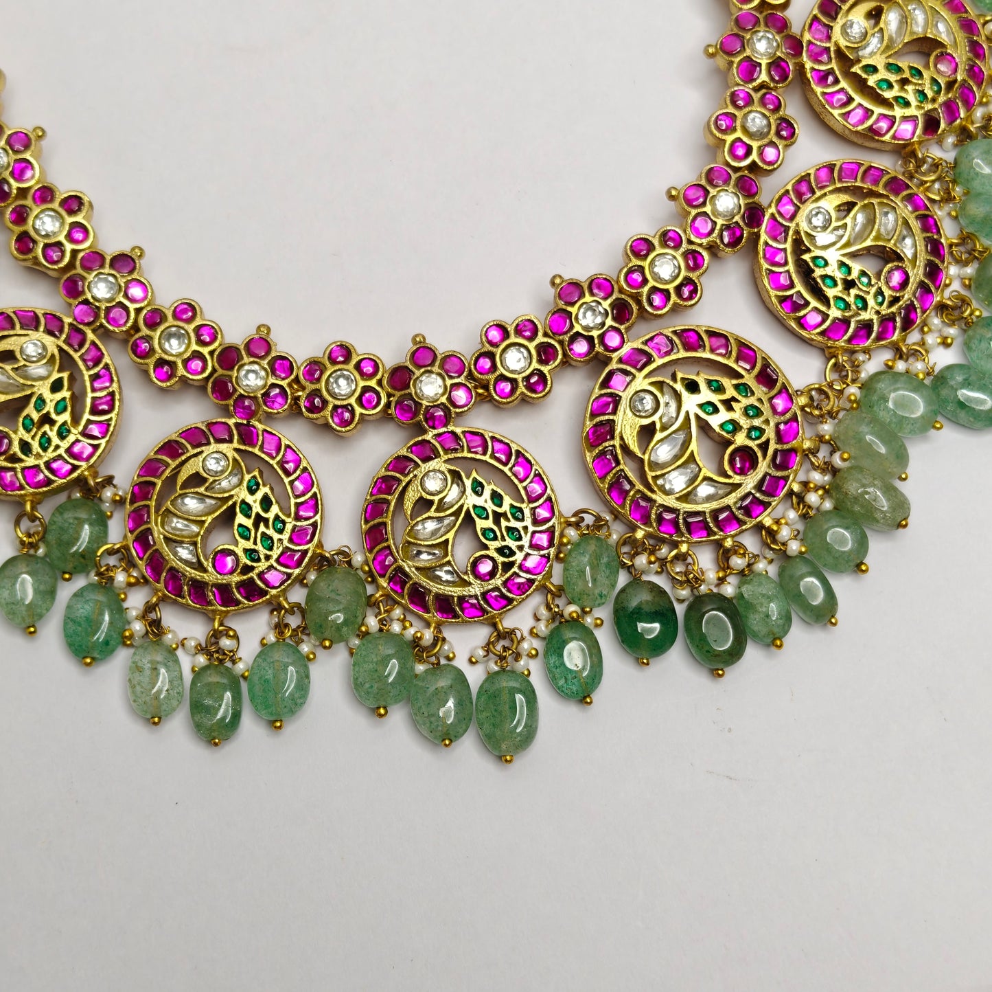 38149 Jadau Bottu Mala peacock design