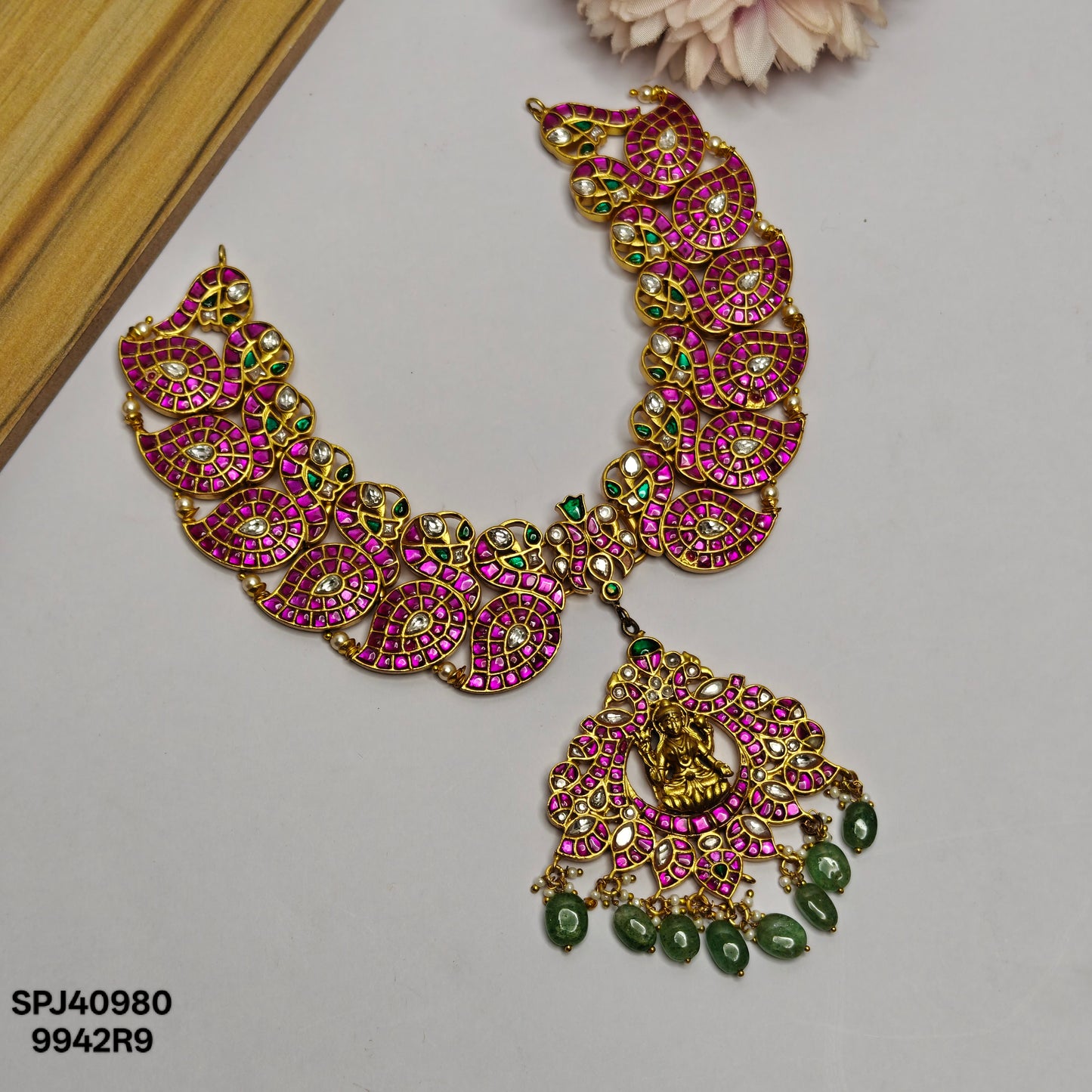 40980 Jadau Mango With  Laxmi Pendent