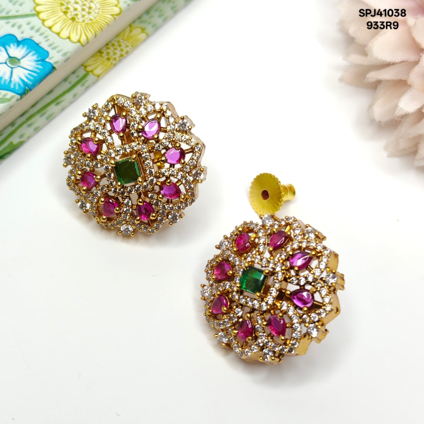 41038 Multi Pota Stone Square Studs