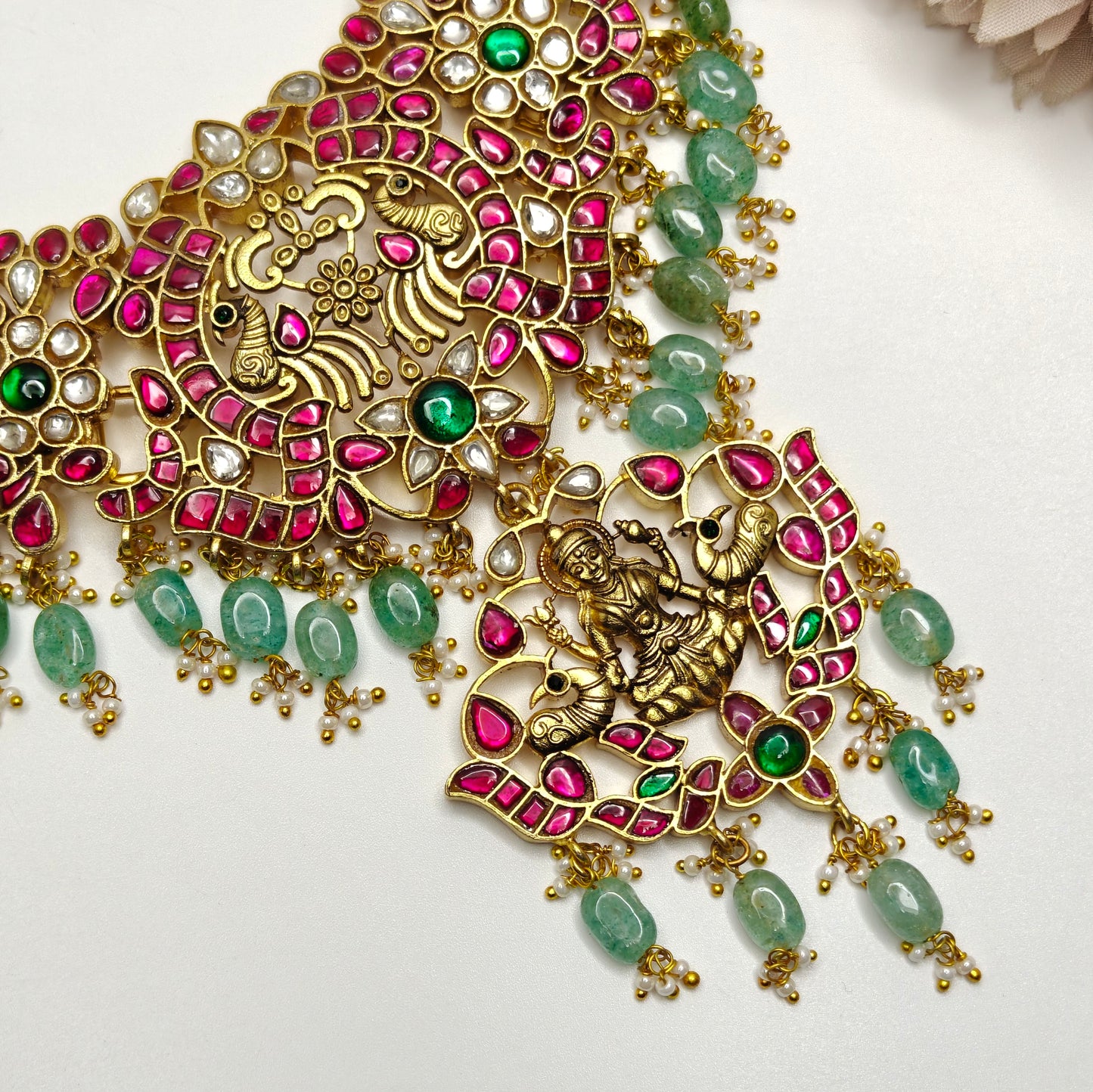 40569 Jadau Laxmi Peacock Necklace