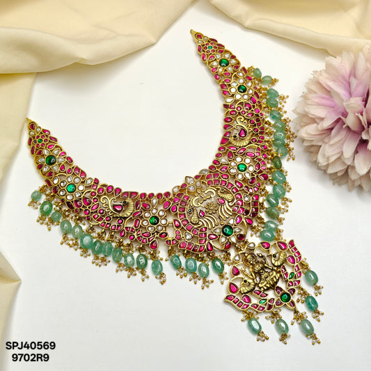 40569 Jadau Laxmi Peacock Necklace