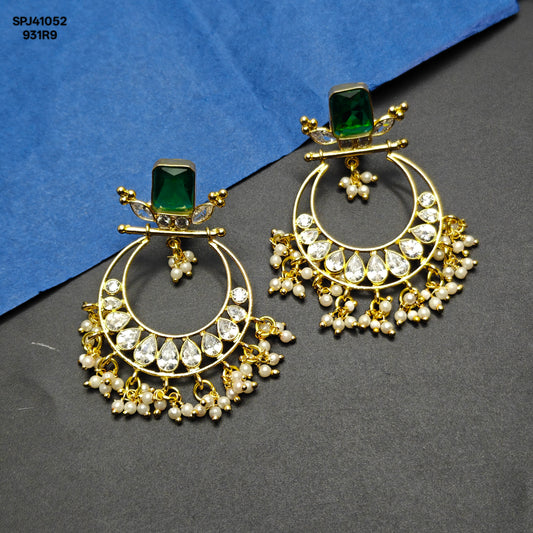41052 Uncut Square Green Chandbali