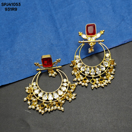41053 Uncut Square Red Chandbali