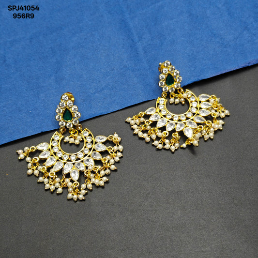 41054 Uncut Drop Green Chandbali