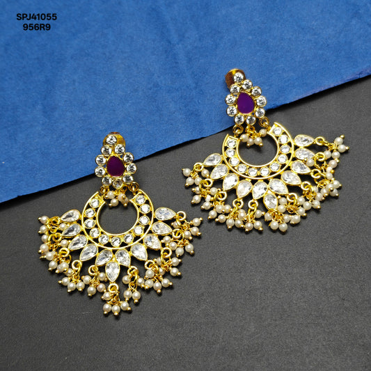 41055 Uncut Square Red Chandbali