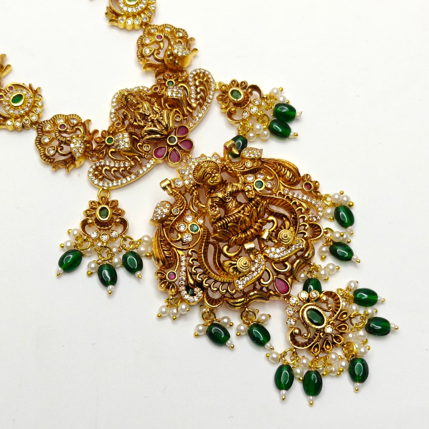 40790 Matte Laxmi Peacock Short Multi Necklace