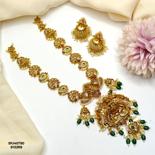 40790 Matte Laxmi Peacock Short Multi Necklace