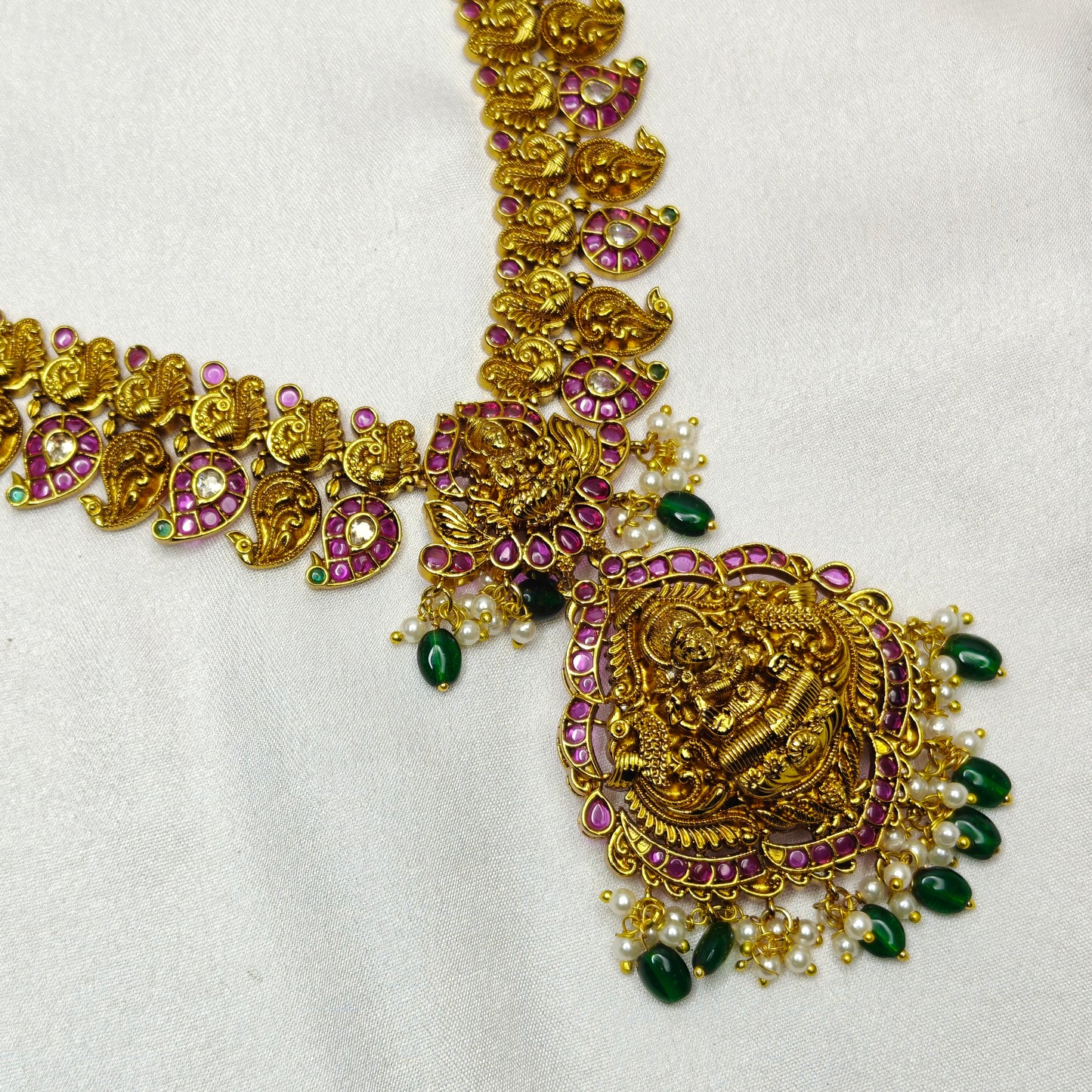 39997 Matte Lakshmi long necklace with Jhumkas