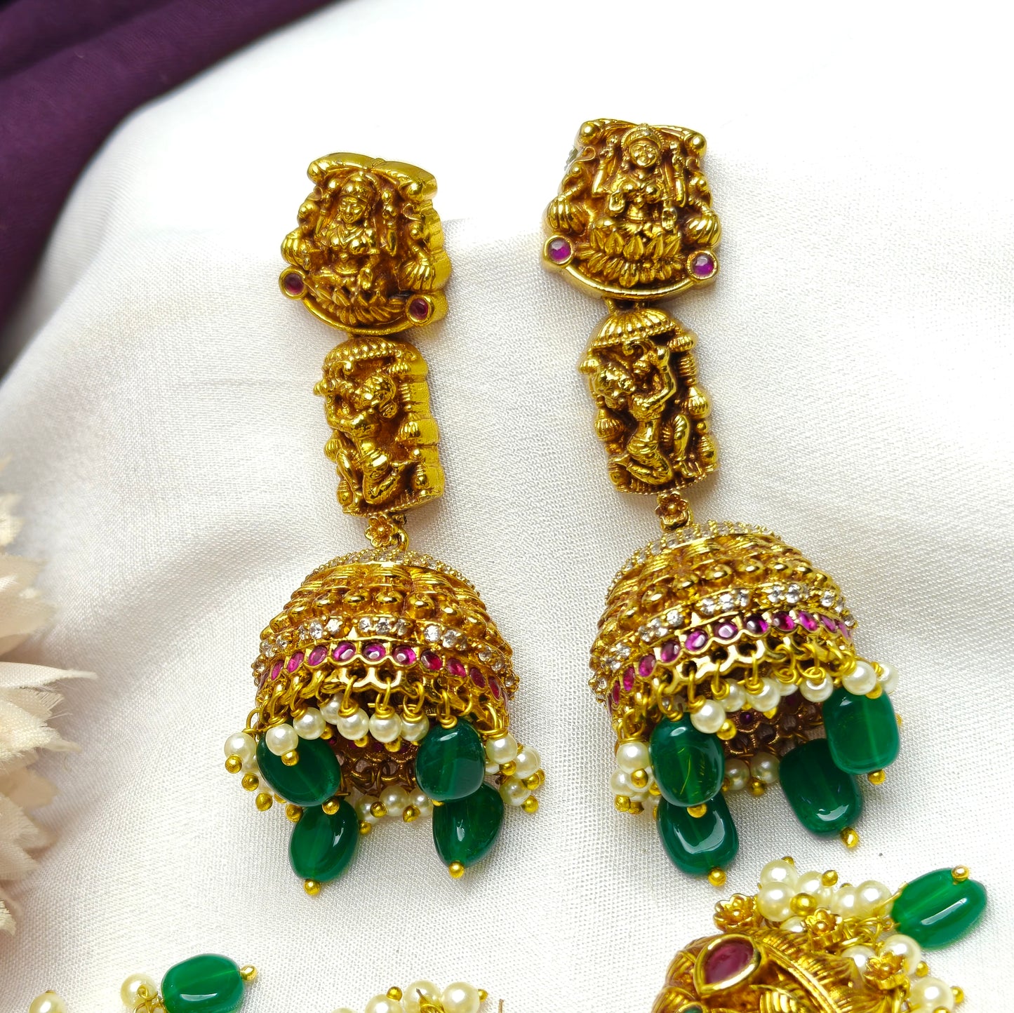 39607 Nakshi Lakshmi Peacock Necklace Long