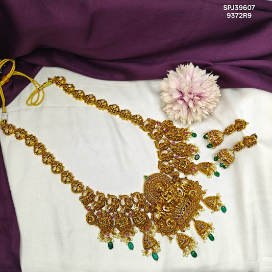 39607 Nakshi Lakshmi Peacock Necklace Long