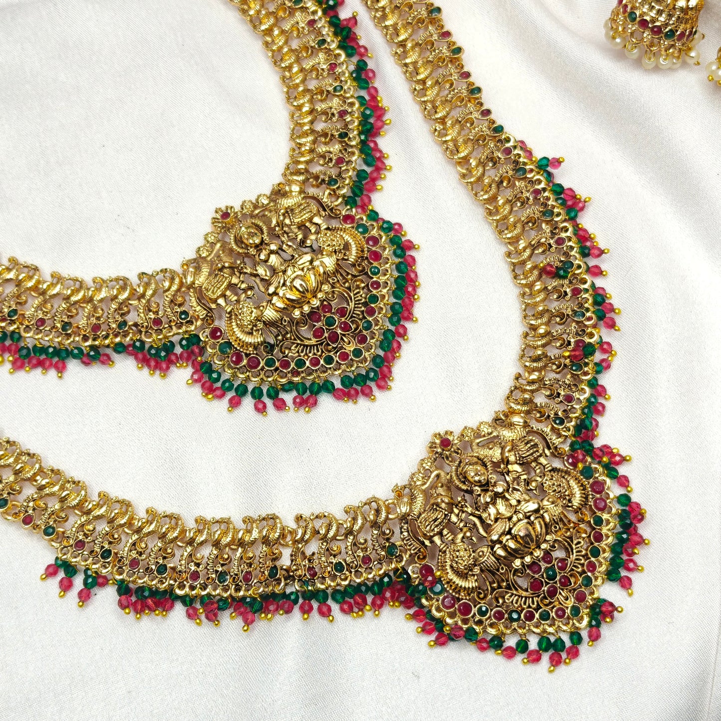 39803 Laxmi Locket Long Combo Necklace Set