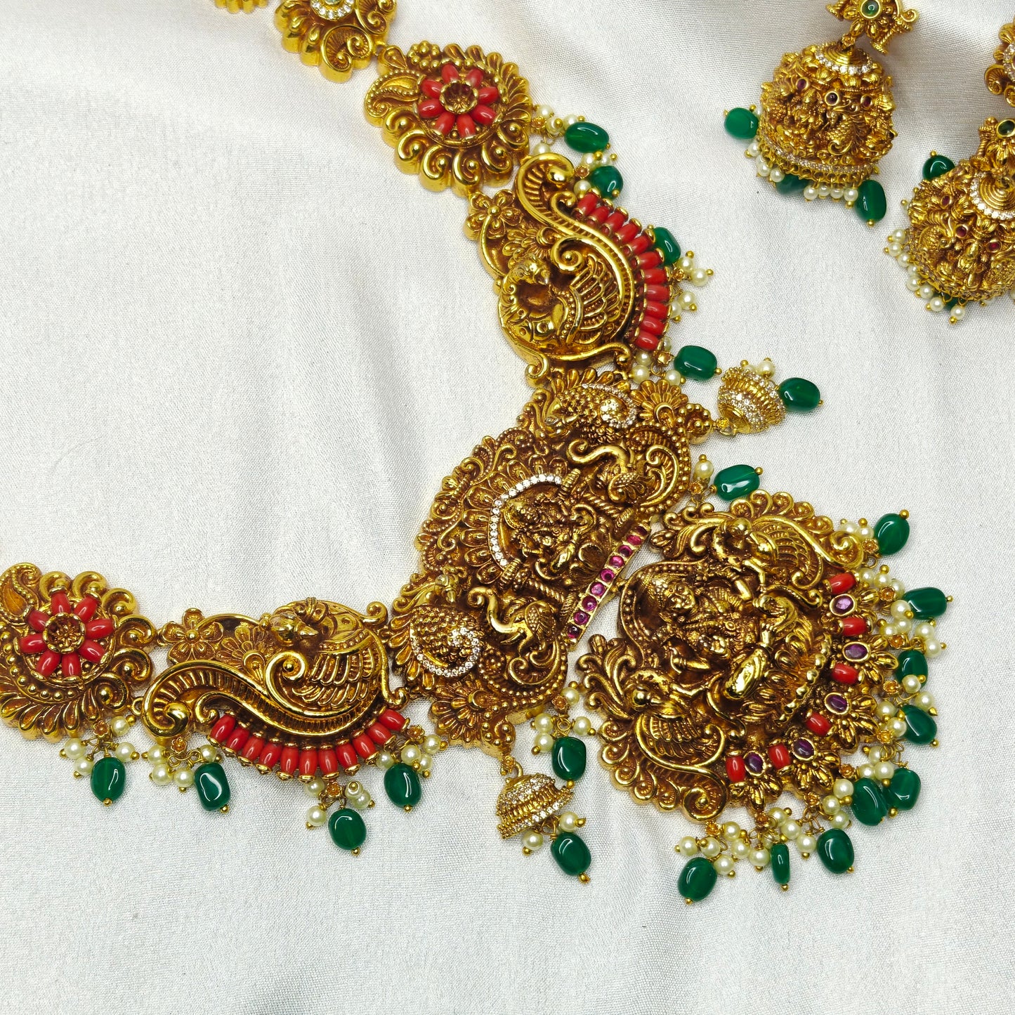 36175 Nakshi Coral Necklace Set Long