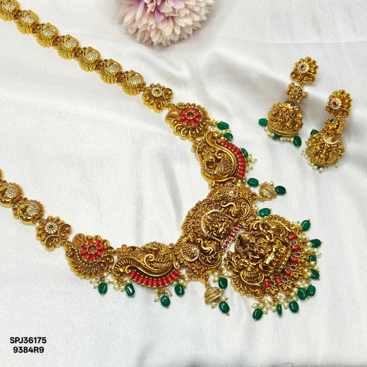 36175 Nakshi Coral Necklace Set Long