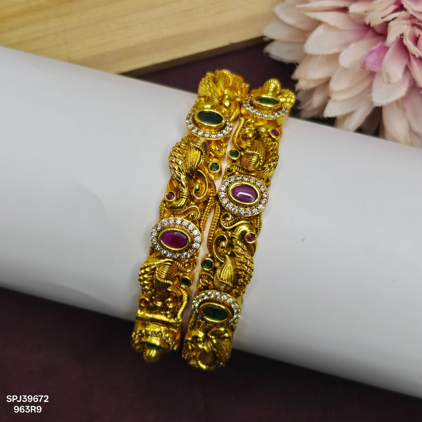 39670 Nakshi peacock pattern premium finishing openable bangles