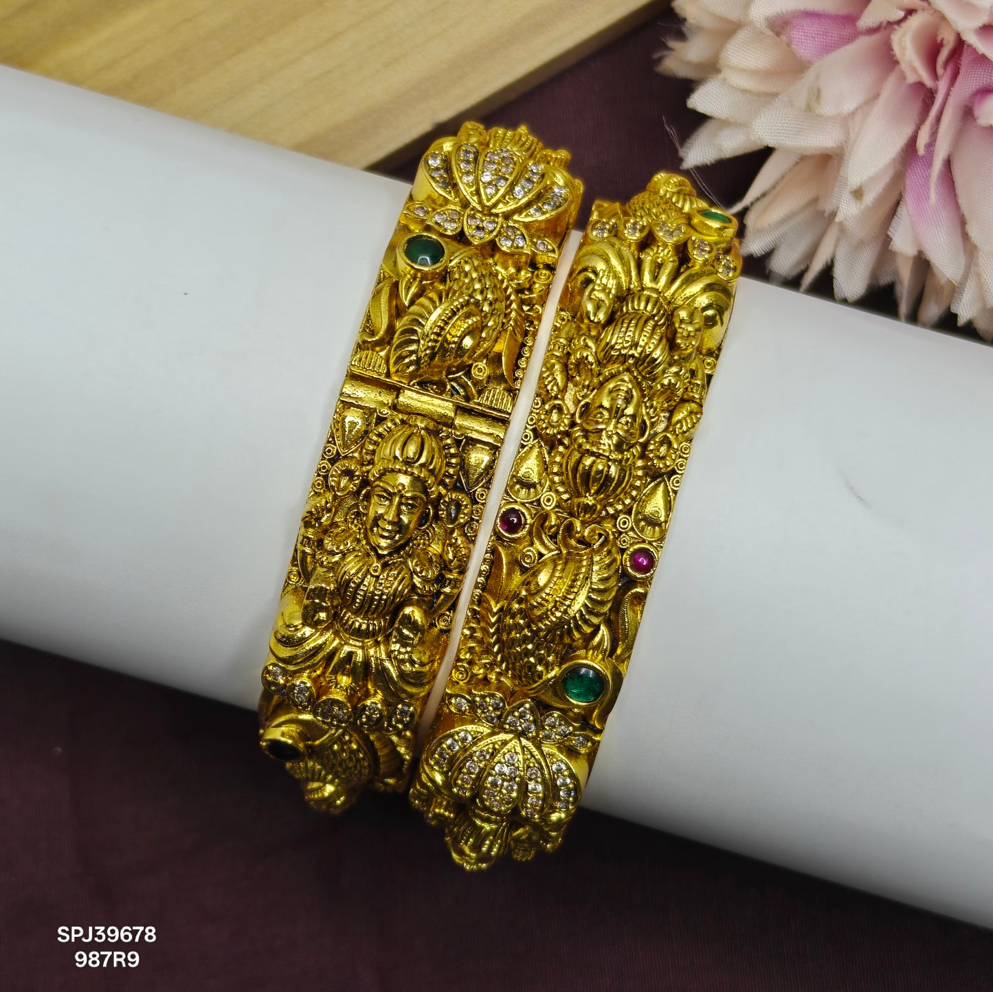39676 Nakshi Bridal Lakshmi Peacock openable bangles