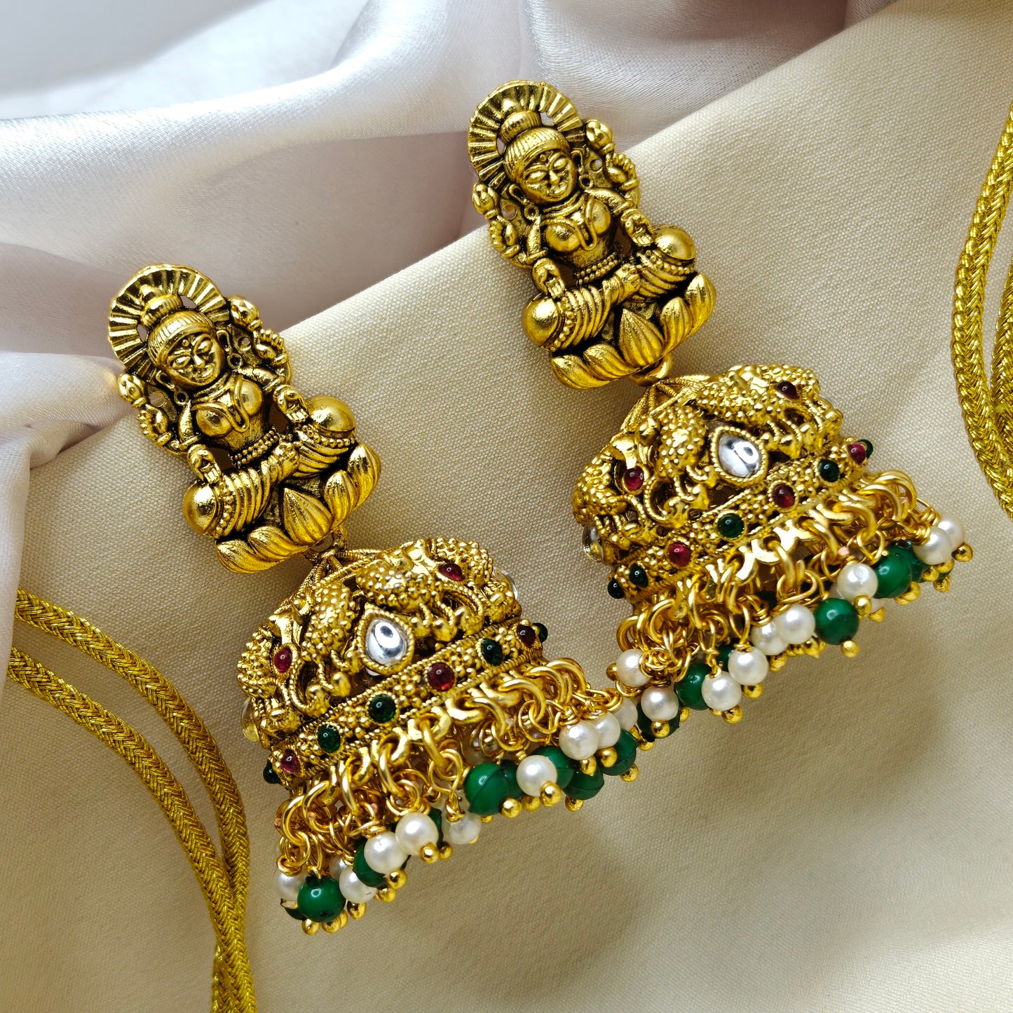 41075 Matte Laxmi Peacock Long Necklace Set