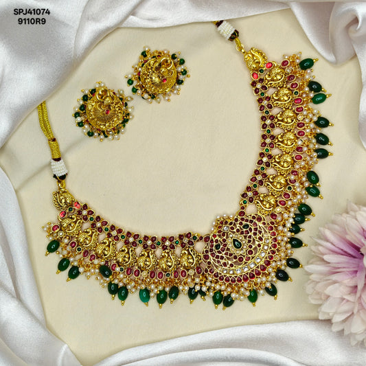 41074 Matte Pota Short Necklace Set