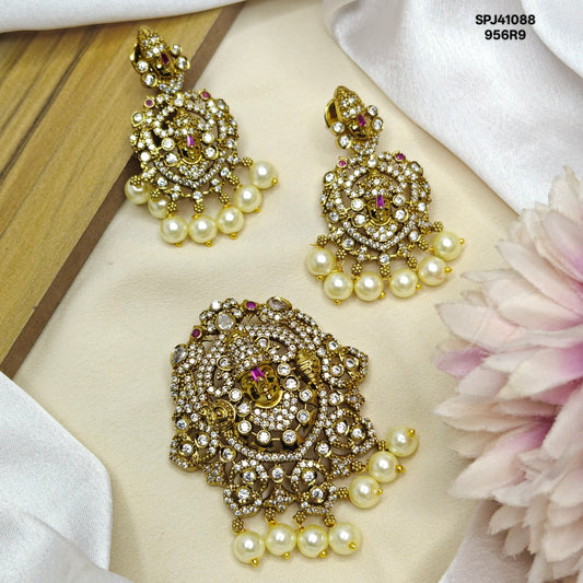 41088 Victorian Balaji Pendant Set Red