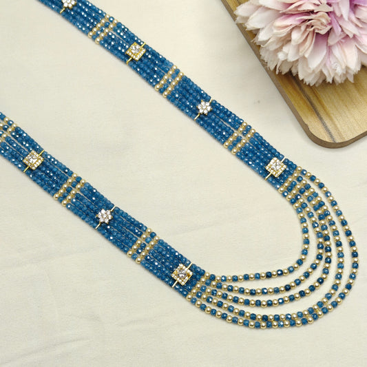 41133 5 Lines Sugar Beads Mala Navy Blue