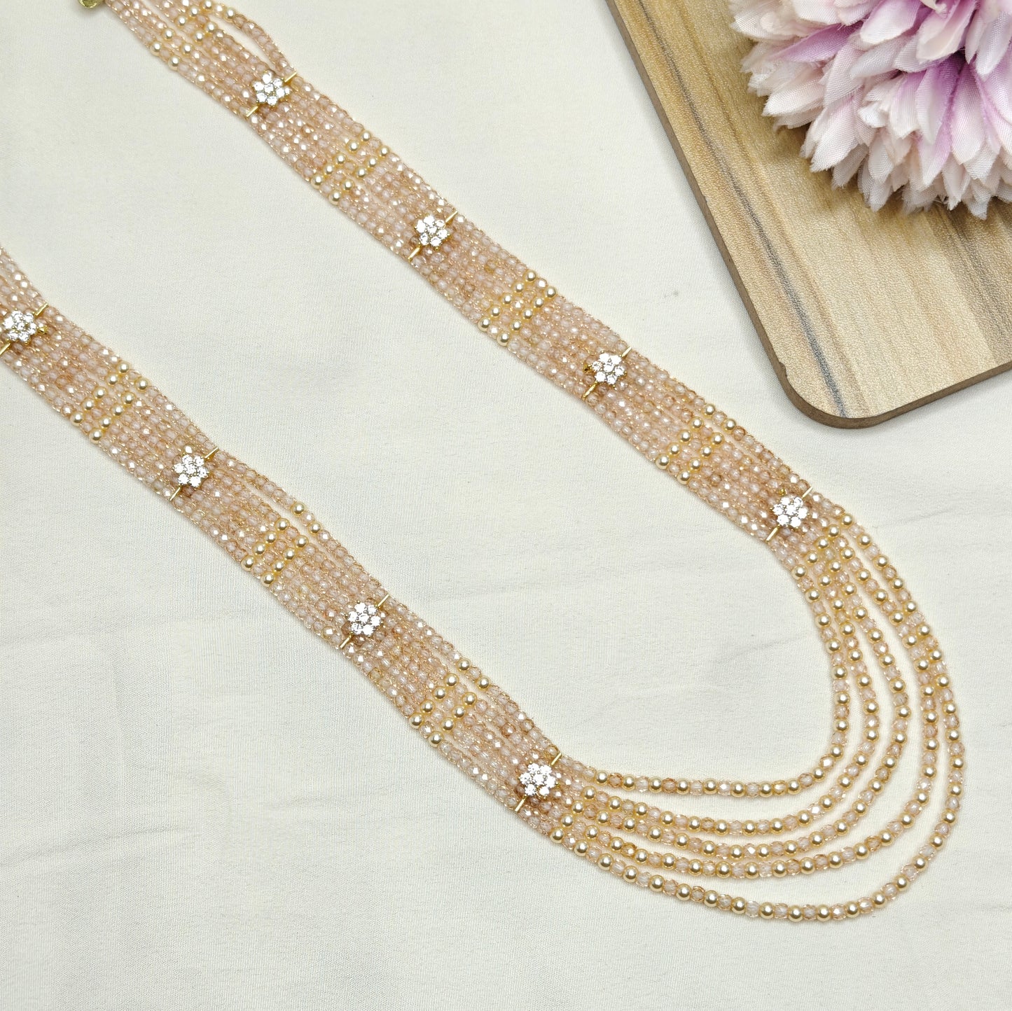 41134 5 Lines Sugar Beads Mala Cream