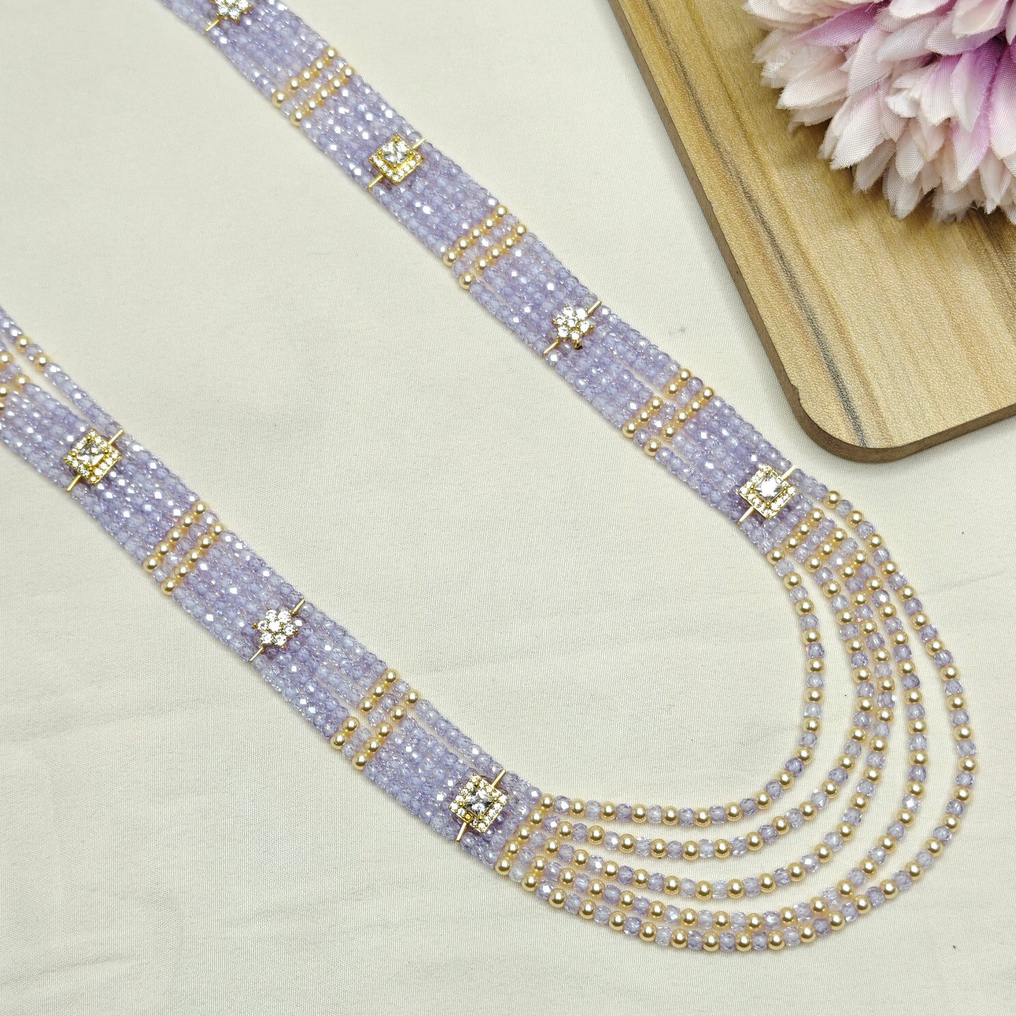 41136 5 Lines Sugar Beads Mala Violet